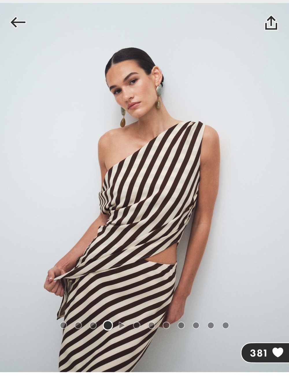 Bronze Snake Inessa Striped Asymmetric Top and Maxi Skirt Set in Brown and Cream - Picture 4 of 11